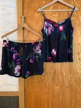 Soma Black Floral Camisole & Shorts Set